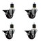 Service Caster 3'' Maroon Poly Swivel 1-7/8'' Expanding Stem Caster Set with Brake, 4PK SCC-EX20S314-PPUB-MRN-PLB-178-4 - alternate 1